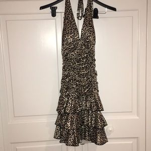 XOXO animal print halter tier dress